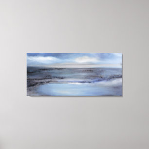 Black White Blue Abstract Seascape Canvas Print