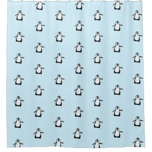Black White Blue Cute Penguin Pattern