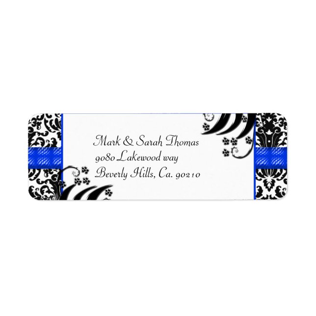 Black, White, & Blue Floral Damask (Front)