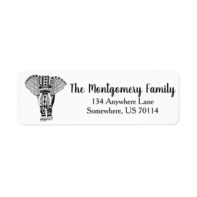 Black & White Bohemian Elephant Family (Front)
