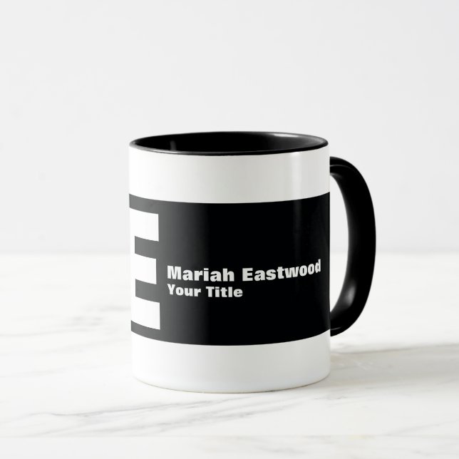Black White Bold Monogram Promotional Mug (Front Right)