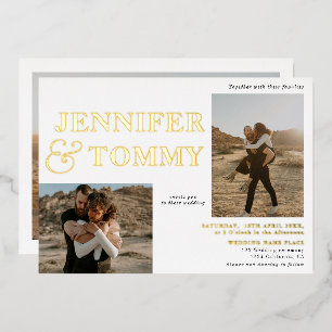 Black white bold names gold 3 photos wedding
