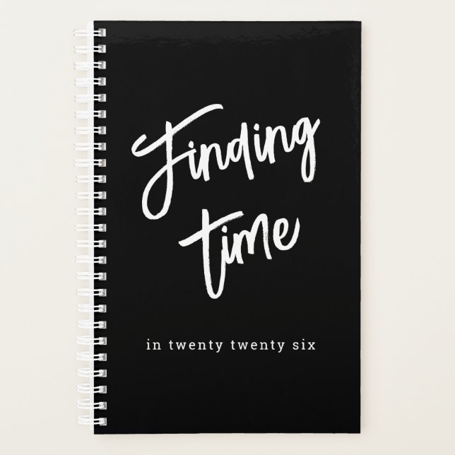 Black & White Bold Script Personalized Name  Planner (Front)