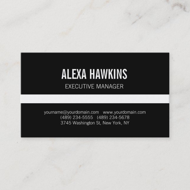 Black White Bold Text Stylish Modern Professional Business Card (Front)