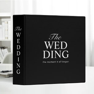 Black White Bold Wedding Typography Trendy Binder