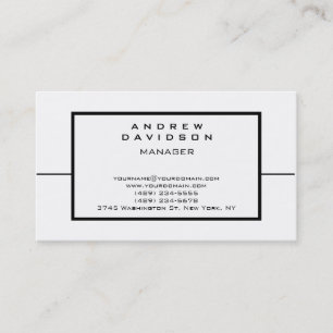 Black White Border Pattern Plain Business Card