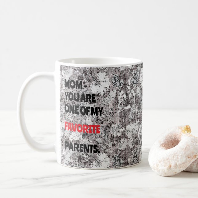 Black & White Botanical Gift for Mom Coffee Mug (With Donut)
