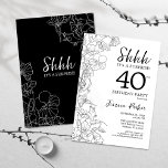 Black White Botanical Surprise 40th Birthday Invitation<br><div class="desc">Black White Botanical Surprise 40th Birthday Invitation. Minimalist modern feminine design features botanical accents and typography script font. Simple floral invite card perfect for a stylish female surprise bday celebration.</div>