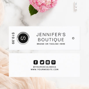 Black White Boutique Monogram & Price Calling Card
