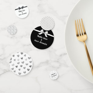 Black & White Bow Elegant Wedding Monochrome Confetti