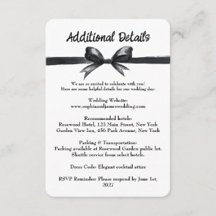 Black & White Bow   Elegant Wedding   Monochrome Enclosure Card