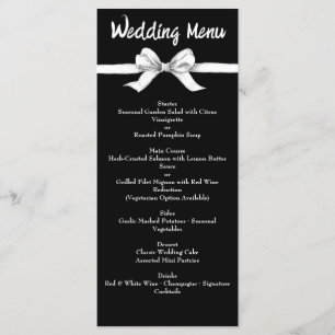 Black & White Bow   Elegant Wedding   Monochrome M Menu