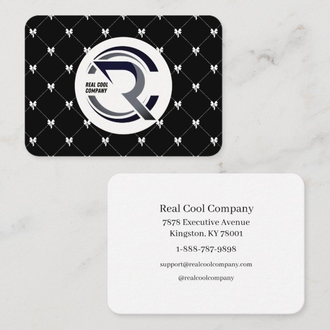 Black & White Bow Monogram Business Card (Front/Back)