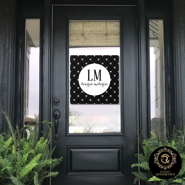 Black & White Bow Monogram Window Cling (Creator Uploaded)