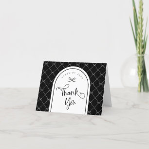 Black White Bow Script Photo Graduation Thank You Card