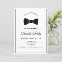Black & White Bow Tie Modern Bachelor Party Invita