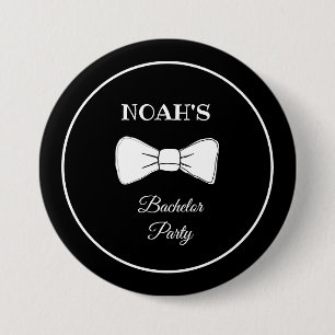 Black & White Bow Tie Modern Chic Bachelor Party 3 Inch Round Button