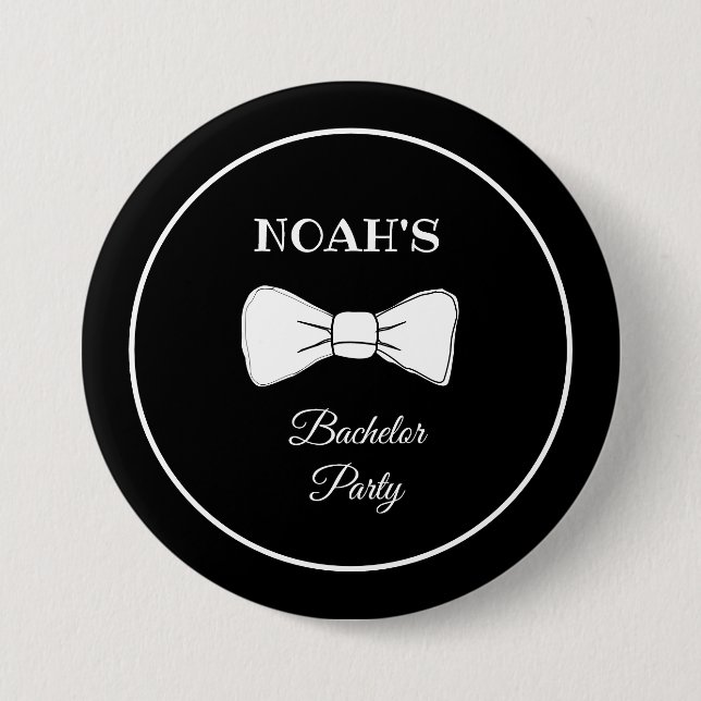 Black & White Bow Tie Modern Chic Bachelor Party 3 Inch Round Button (Front)