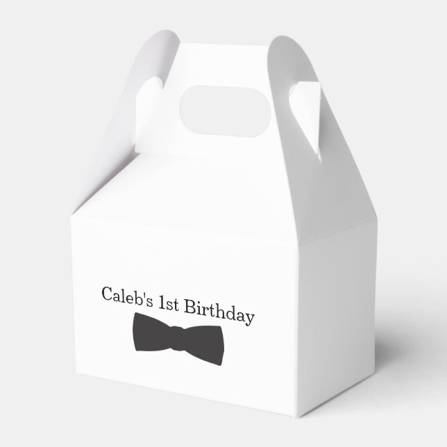 Black & White Bow Tie Tuxedo Boys Party Favour Favor Box (Front Side)