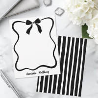 Black White Bow Wavy Border Personalized