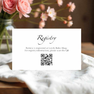 Black & White Bridal Shower Gift Registry QR Card