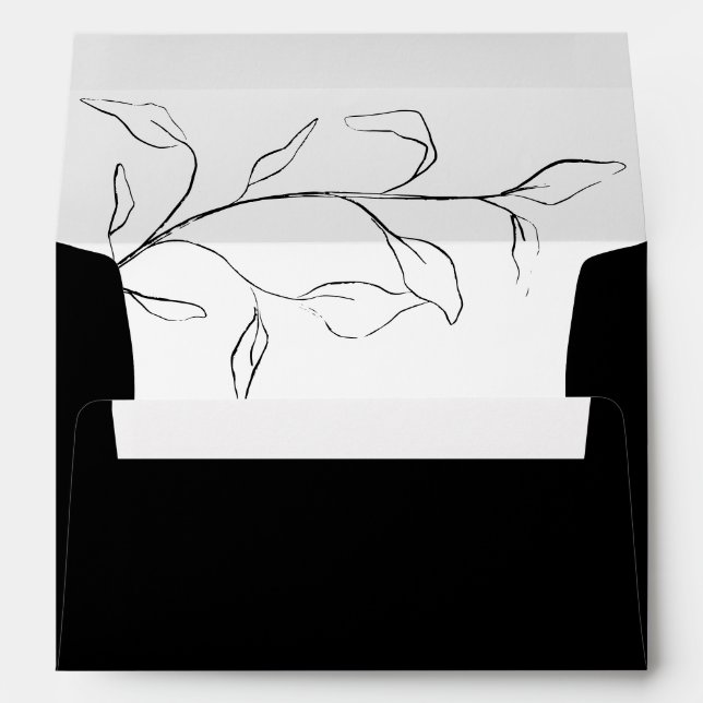 Black White Bridal Shower or Wedding Invitation Envelope (Back (Bottom))
