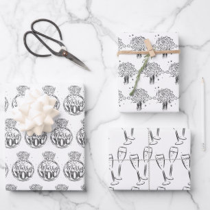 Black & White Bridal/Wedding Shower Wrapping Paper Sheet