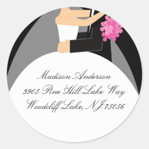 Black & White Bride & Groom Address Label Sticker
