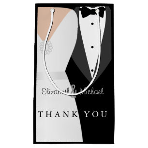 Black White Bride Groom Thank You Gift Bag