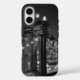 Black White Brooklyn Bridge New York Night iPhone 16 Case