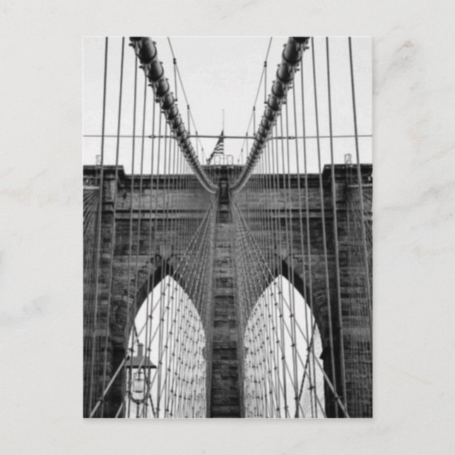 Black White Brooklyn Bridge New York Postcard (Front)