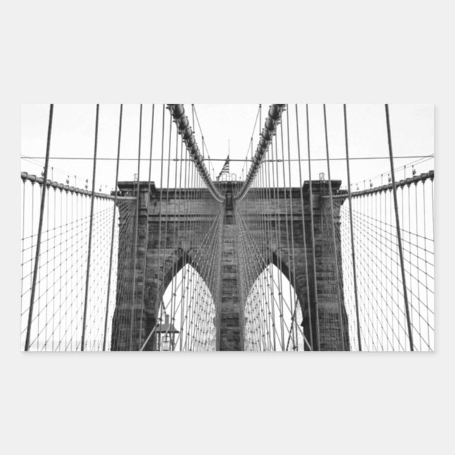 Black White Brooklyn Bridge New York Sticker (Front)