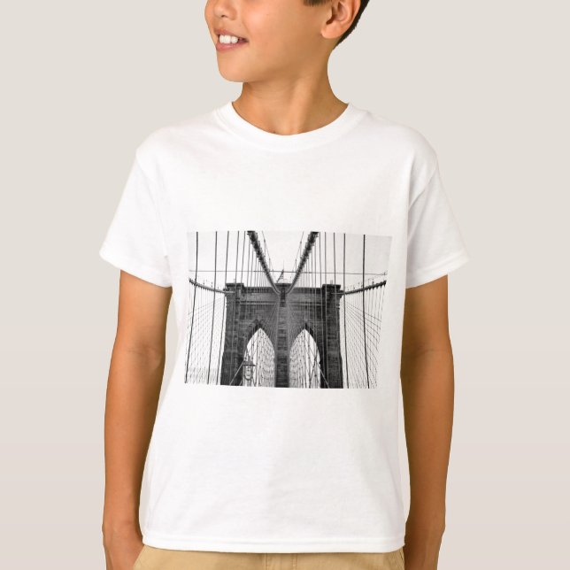 Black White Brooklyn Bridge New York T-Shirt (Front)