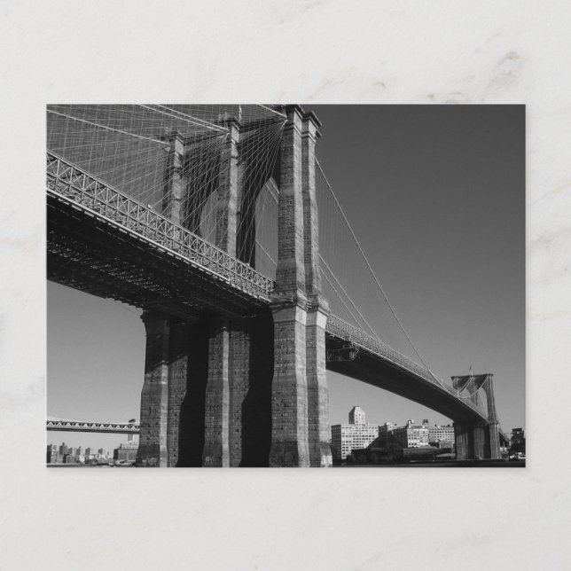 Black & White Brooklyn Bridge Postcard (Front)