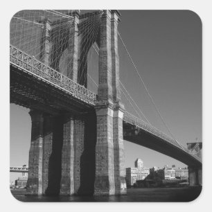 Black & White Brooklyn Bridge Square Sticker
