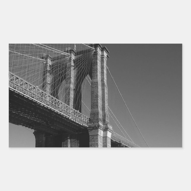Black & White Brooklyn Bridge Sticker (Front)