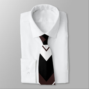 Black White Brown Chevron Stripe Pattern Tie