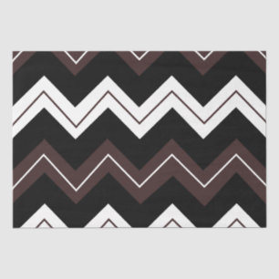 Black White Brown Chevron Stripe Pattern Tissue Paper
