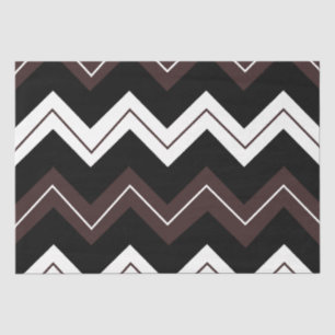 Black White Brown Chevron Stripe  Tissue Paper