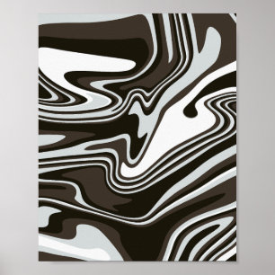 Black, White, Brown, & Grey Abstract Art Poster