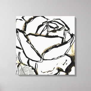 Black White Brown Rose Fine Art Modern Minimalist Canvas Print