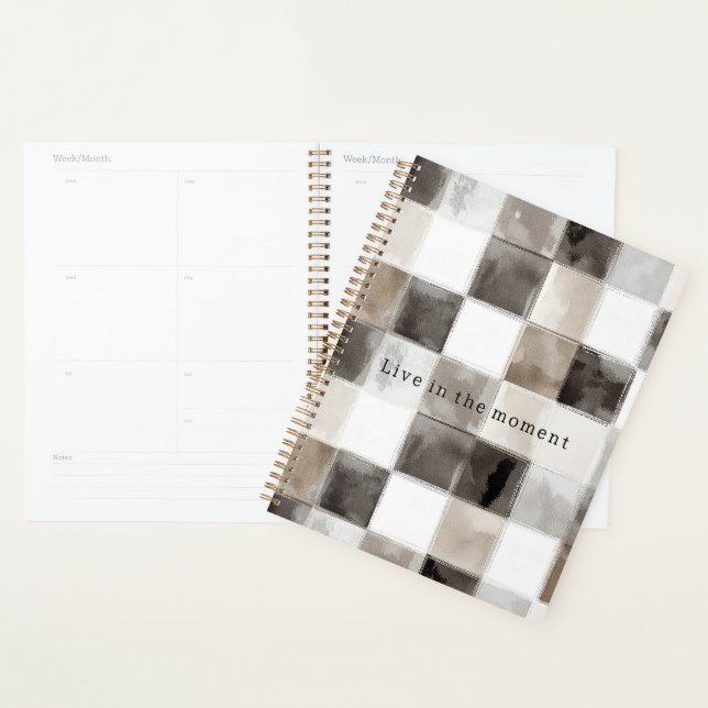 Black White Brown Squares Planner (Display)