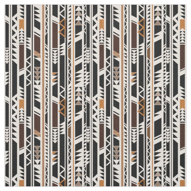 Black, White brown Tribal pattern Fabric (Swatch)