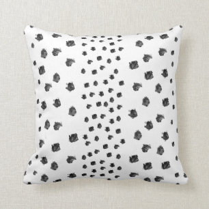 Black White Brush Spots Throw Pillow