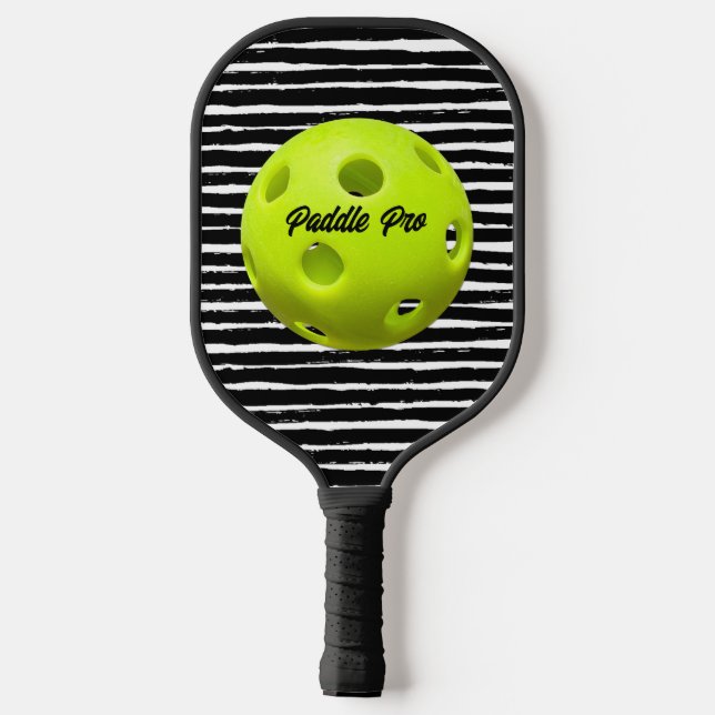 Black, White Brush Stripes Paddle Pro/ Princess (Back)