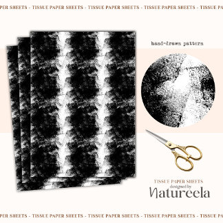 Black White Brushstrokes Collage Tissue Paper