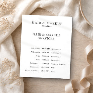 Black White Budget Wedding Hair Makeup Timeline Flyer