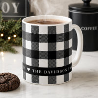 Black White Buffalo Check Family Monogram