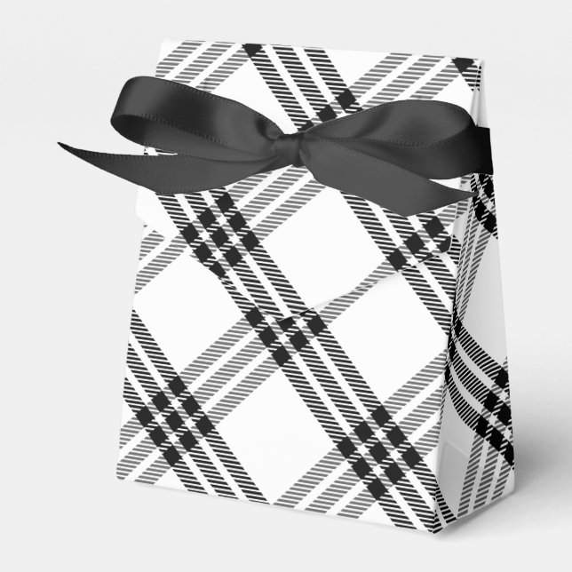 Black & White Buffalo Check Favor Box (Front Side)