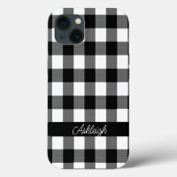 Black White Buffalo Check Plaid Personalized